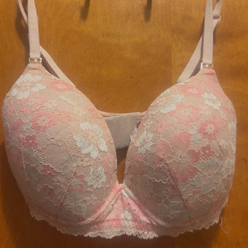Victoria's Secret Pink & Cream Lace Push-Up Bra